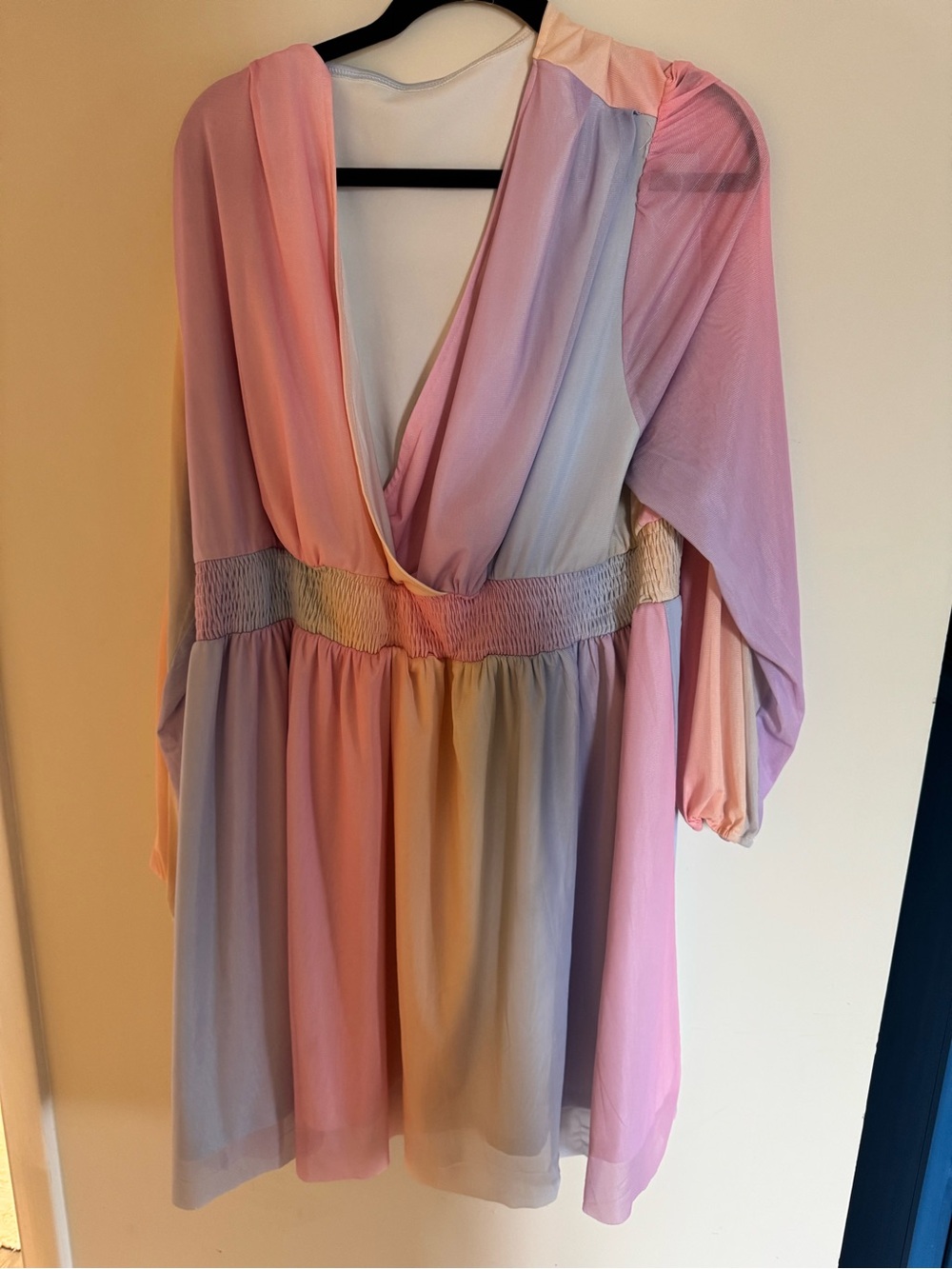 Pastel Multi-Color V-Neck Chiffon Dress